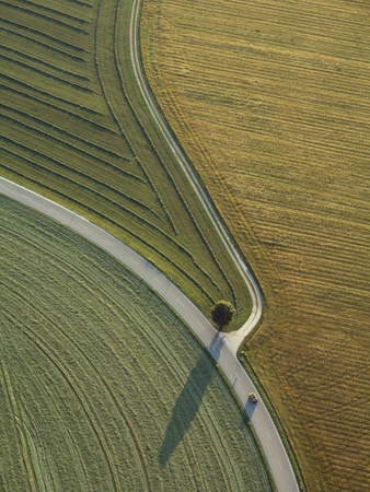 Germany, Bavaria, Fields And Country Roads, Aerial View by Gerald Nowak Pricing Limited Edition Print image