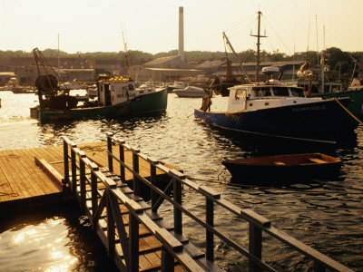 Old Fishing Boats In Port At Sunrise, Gloucester, Massachusetts, Usa by Jon Davison Pricing Limited Edition Print image
