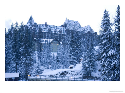Banff Springs Hotel From Spray River Trail, Banff, Alberta by Michele Westmorland Pricing Limited Edition Print image