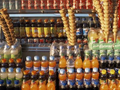 Close-Up Of Stall Selling Drinks, Rome, Lazio, Italy by Brigitte Bott Pricing Limited Edition Print image