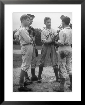 Boys Having A Discussion Before Playing Baseball by Nina Leen Pricing Limited Edition Print image