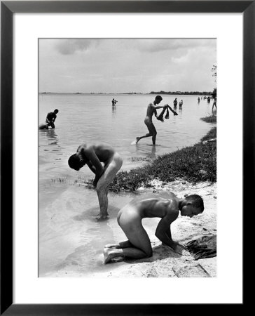 Naked Us Soldiers Bathing In The Pacific Ocean During A Lull In The Fighting On Saipan by Peter Stackpole Pricing Limited Edition Print image