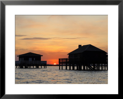Houses On Stilts At Sunset, Bay Of Arcachon, Gironde, Aquitaine, France, Europe by Groenendijk Peter Pricing Limited Edition Print image