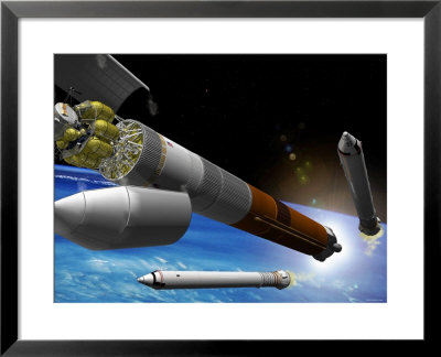 A Heavy-Lift Rocket Blasts Off Carrying A Lunar Lander And A Departure Stage by Stocktrek Images Pricing Limited Edition Print image