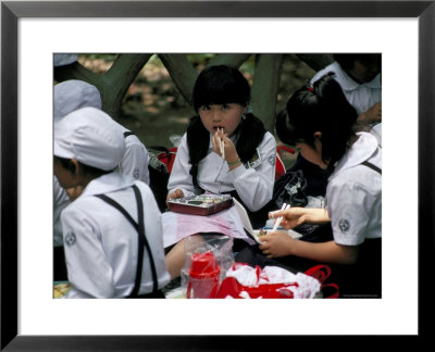Schoolgirls Eating Packed Lunch, Bento, Kagoshima Park, Japan by Gavin Hellier Pricing Limited Edition Print image