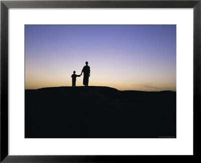 Silhouette Of Two People At The Archaeological Area, Kish, Iraq, Middle East by Nico Tondini Pricing Limited Edition Print image