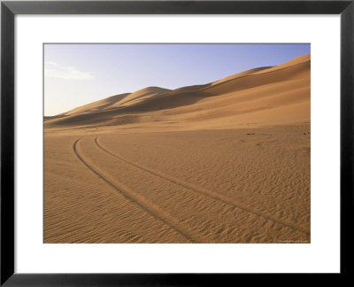 Vehicle Tracks And Sand Dunes, Erg Murzuq, Sahara Desert, Fezzan, Libya, North Africa, Africa by Sergio Pitamitz Pricing Limited Edition Print image
