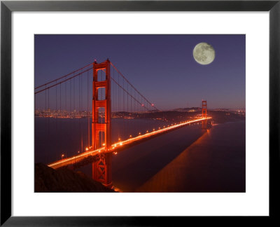 Moonrise Above The Golden Gate Bridge, Marin, California by Josh Anon Pricing Limited Edition Print image