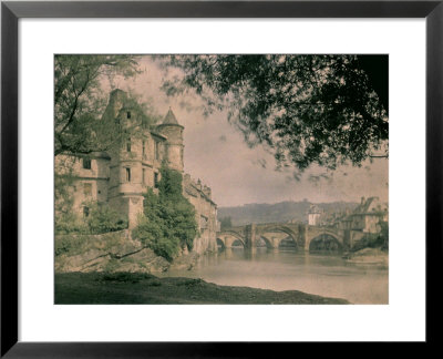 Panorama Of Espalion, With The Old Bridge Over The Lot River And The Castle by Henrie Chouanard Pricing Limited Edition Print image