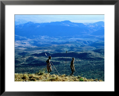 Two Men From Samburu Morans Tribe At Losiolo, Great Rift Valley, Rift Valley, Kenya by Christer Fredriksson Pricing Limited Edition Print image
