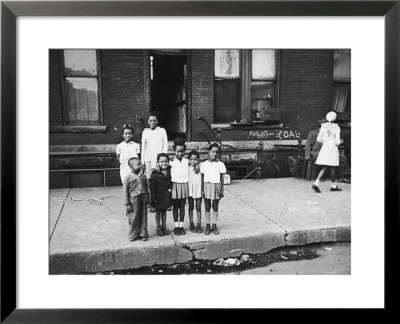 African American Children Posing On A Sidewalk In The Slums Of Chicago by Gordon Coster Pricing Limited Edition Print image
