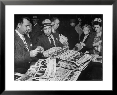 People Buying Newspapers Headlining The June 6, 1944 D-Day Invasion Of Nazi Occupied Europe by Gordon Coster Pricing Limited Edition Print image
