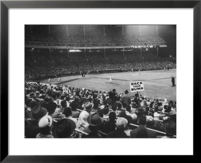 Crowd Of People Holding Up Signs And Watching Dodger Cubs Game From Stands At Wrigley Field by John Dominis Pricing Limited Edition Print image