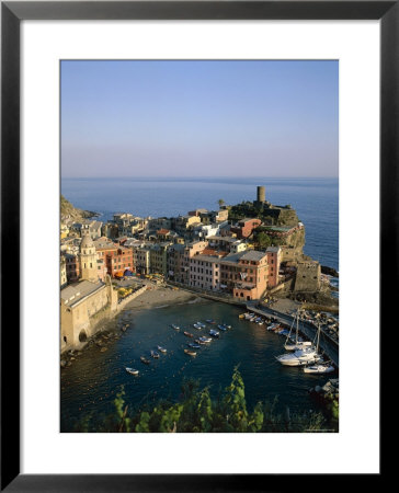 Cinque Terre, Coastal View And Village, Vernazza, Liguria, Italy by Steve Vidler Pricing Limited Edition Print image