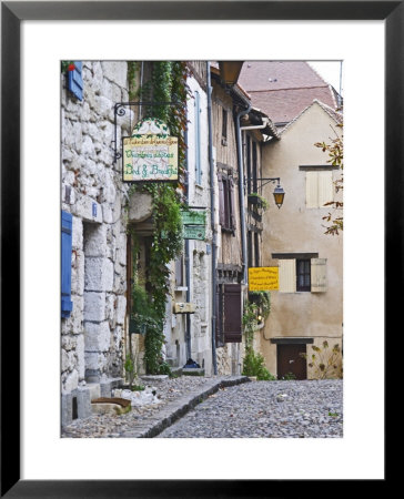 Cobblestone Street In Old Town With Stone Houses, Le Logis Plantagenet Bed And Breakfast by Per Karlsson Pricing Limited Edition Print image