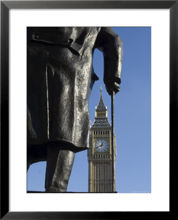Big Ben Through Statue Of Sir Winston Churchill, Westminster, London by Amanda Hall Pricing Limited Edition Print image