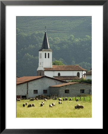Church In Countryside Near Saint Jean Pied De Port, Basque Country, Aquitaine, France by Robert Harding Pricing Limited Edition Print image