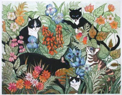 Jungle Aux Chats by Francoise Deberdt Pricing Limited Edition Print image