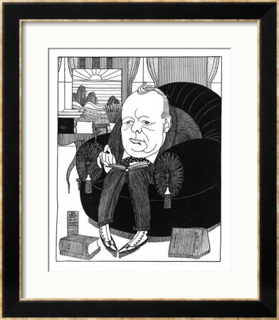 Winston Churchill British Statesman Relaxing by Powys Evans Pricing Limited Edition Print image