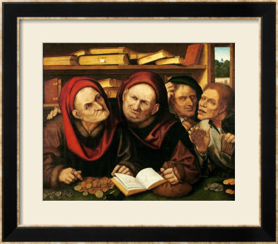 Suppliant Peasants In The Office Of Two Tax Collectors by Quentin Metsys Pricing Limited Edition Print image