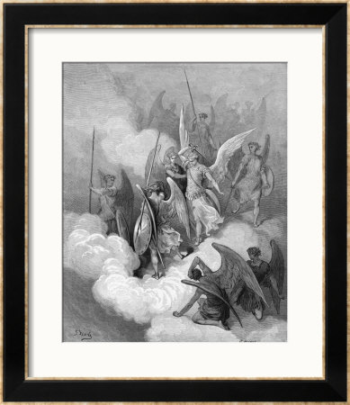 Abdiel Leads Good Angels Into The Fight With Satan by J. Huyot Pricing Limited Edition Print image