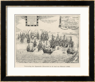 Spanish Silver Fleet Is Captured By Dutch Admiral Pieter Heyn In The Bay Of Matanza Cuba by Josse Hondius Pricing Limited Edition Print image