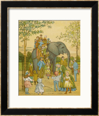 Elephant Rides For Children At Regent's Park Zoo: The Passengers Mount By Ladder by Thomas Crane Pricing Limited Edition Print image