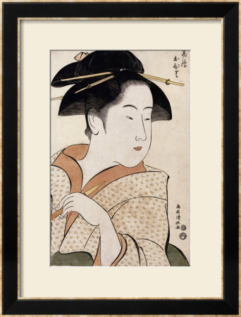 A Bust Portrait Of Ohisa Of The Takashimaya Holding A Tobacco Pipe by Chokosai Eisho Pricing Limited Edition Print image