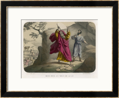Moses Breaks The Tables Of The Law On Which The Ten Commandments Are Inscribed by Auguste Leloir Pricing Limited Edition Print image
