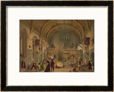 Banquet In The Baronial Hall, Penshurst Place, Kent, From Architecture In The Middle Ages, 1838 by Joseph Nash Pricing Limited Edition Print image