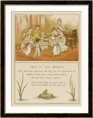 Children Playing Frog In The Middle, They Form A Ring Around One Child by Kate Greenaway Pricing Limited Edition Print image