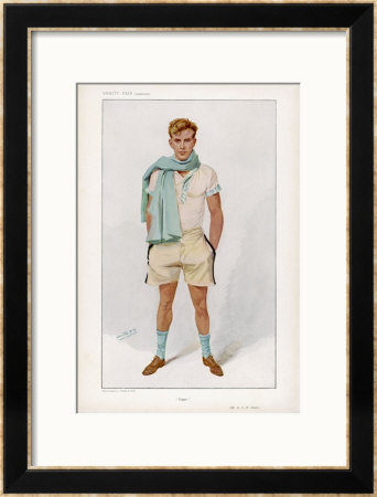 Douglas Stuart Dressed For Sport In Short Sleeved Vest With Pale Blue Trim And Flannel Shorts by Spy (Leslie M. Ward) Pricing Limited Edition Print image