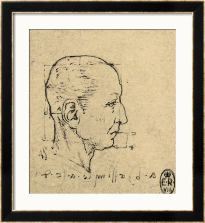 Study Of The Proportions Of A Human Face, Drawing, Royal Library, Windsor by Leonardo Da Vinci Pricing Limited Edition Print image