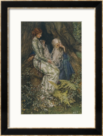 Merlin Is Spellbound By His Lover Nimue by Eleanor Fortescue Brickdale Pricing Limited Edition Print image