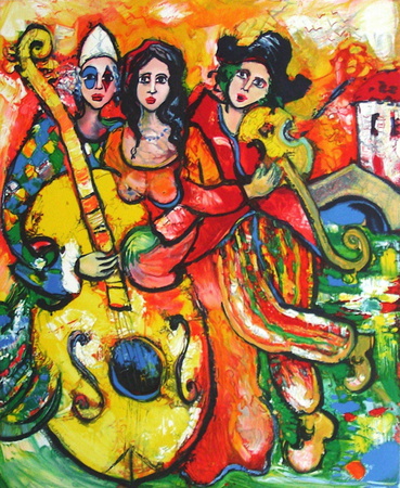 L'orchestre A La Contrebasse by Raya Sorkine Pricing Limited Edition Print image