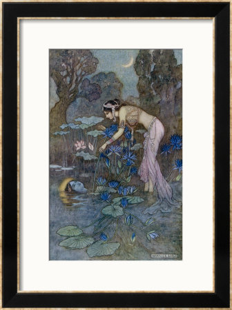 Sita Finds Rama (Seventh Avatar Of Vishnu) Among The Lotus Blooms by Warwick Goble Pricing Limited Edition Print image