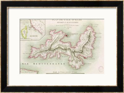 Map Of The Island Of Elba, 1814 by Baron Louis Albert Bacler D'albe Pricing Limited Edition Print image