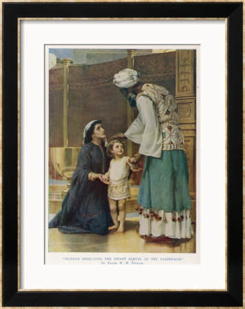 Hannah Wife Of Elkanah Takes Her Young Son Samuel To The Temple At Shiloh by Frank W.W. Topham Pricing Limited Edition Print image