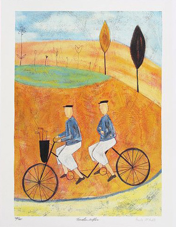 Tandem Golfers, C.2001 by Paula Mcardle Pricing Limited Edition Print image