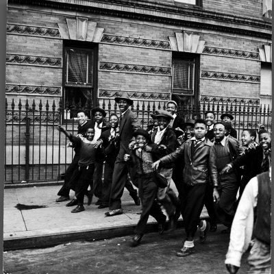 Young African American Yankee Fans Following Pitcher Satchel Paige Down Street In Harlem by George Strock Pricing Limited Edition Print image