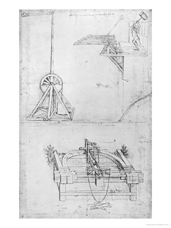 Military Machine To Catapult Stones, Codex Atlanticus, C.1485 by Leonardo Da Vinci Pricing Limited Edition Print image