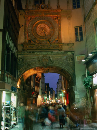 Clock-Face Of Gros- Horloge At Night, Rouen, France by Martin Moos Pricing Limited Edition Print image