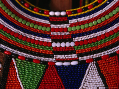 Detail Of Colourful Maasai Necklace For Sale In A Craft Shop, Nairobi, Kenya by Tom Cockrem Pricing Limited Edition Print image