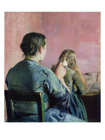 Plaiting Hair (Oil On Canvas) by Christian Krohg Pricing Limited Edition Print image