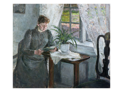 Interior With Woman Reading, 1894 (Oil On Canvas) by Signe Scheel Pricing Limited Edition Print image