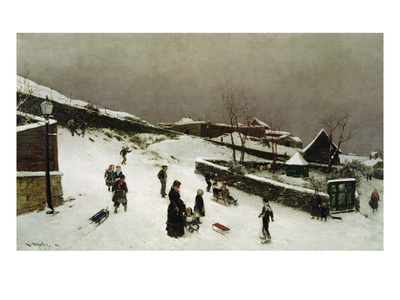 Winter Scene In Nordnes, Bergen, 1884 (Oil On Canvas) by Nikolai Martin Ulfsten Pricing Limited Edition Print image