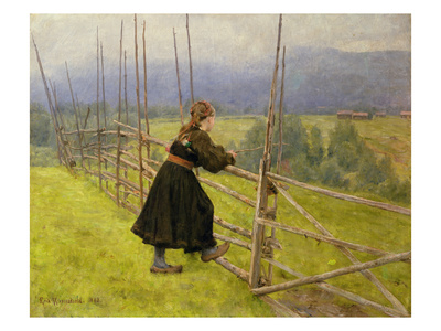 Telemark Girl, 1888 (Oil On Canvas) by Erik Theodor Werenskiold Pricing Limited Edition Print image
