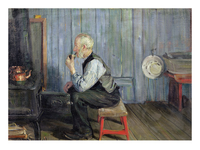 Man In Blue Kitchen (Oil On Canvas) by Gustav Wentzel Pricing Limited Edition Print image