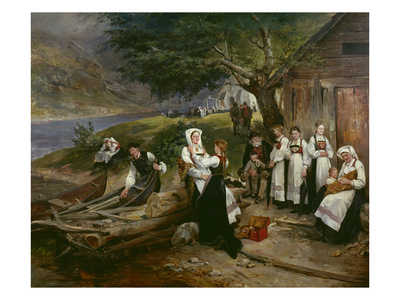 On The Church Ground, 1895 (Oil On Canvas) by Nils Bergslien Pricing Limited Edition Print image