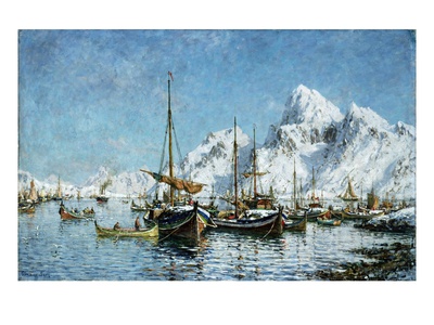 From The Harbour Of Solvaer (Oil On Canvas) by Gunnar Berg Pricing Limited Edition Print image